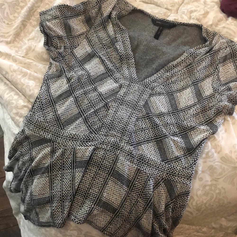 BCBGMaxAzria Black and White Peplum Top